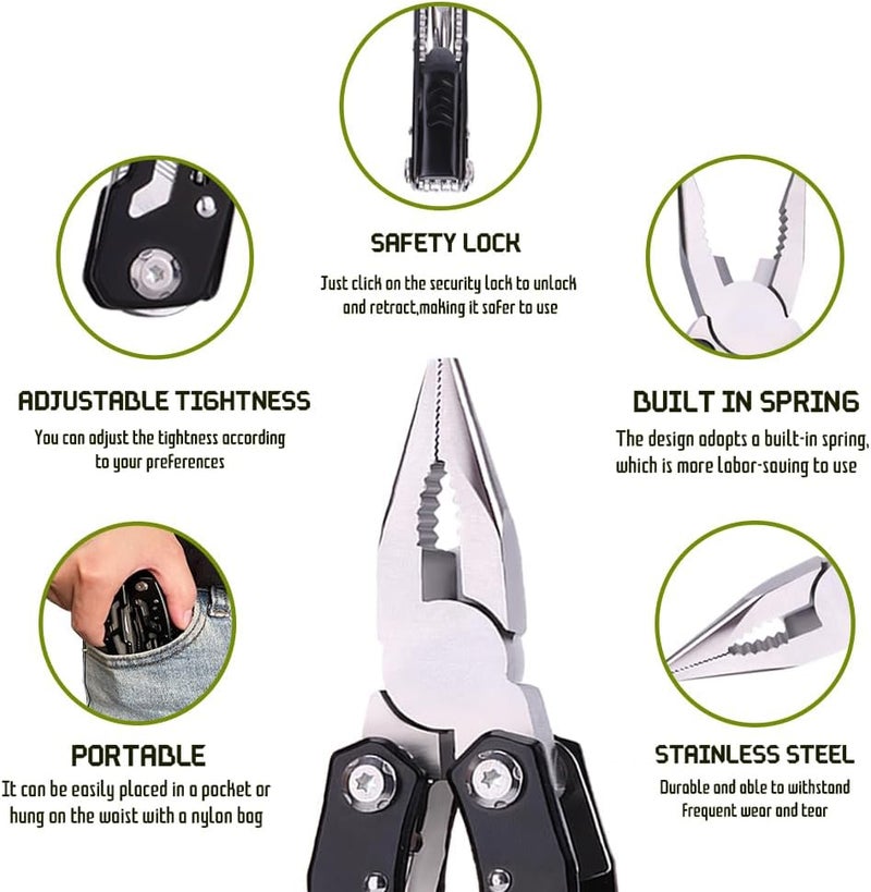 Samest 14 in 1 Multitool Pliers Gives One Whistle as a Gift, Professional Pocket Pliers from Wife Daughter to Father Boyfriend Husband on Christmas, Birthday, Valentine's, Father's Day - - Image 4